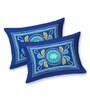 Blue Traditional 120 TC Cotton Queen Sized Bedsheet with 2 Pillow Cover