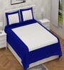 Blue Traditional 120 TC Cotton Queen Sized Bedsheet with 2 Pillow Cover