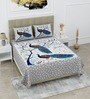 Grey Traditional 120 TC Cotton Queen Sized Bedsheet with 2 Pillow Cover