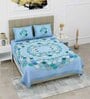 Blue Abstract 120 TC Cotton Queen Sized Bedsheet with 2 Pillow Cover