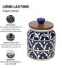 Blue Jodhpuri Hand Painted Ceramic Jar with Wooden Lid Set of 2