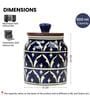 Blue Jodhpuri Hand Painted Ceramic Jar with Wooden Lid Set of 2