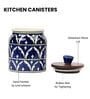Blue Jodhpuri Hand Painted Ceramic Jar with Wooden Lid Set of 2