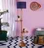 Blue Jute Wooden Floor Lamp