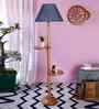 Blue Jute Wooden Floor Lamp