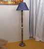 Blue Jute Wooden Floor Lamp