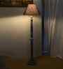Blue Jute Wooden Floor Lamp