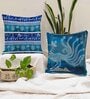 Blue Jute Abstract 16x16 inches Cushion Covers (Pack of 2)