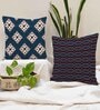 Blue Jute Abstract 16x16 inches Cushion Covers (Pack of 2)