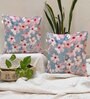 Blue Jute Floral 16x16 inches Cushion Covers (Pack of 2)