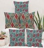Blue Jute Abstract 16x16 inches Cushion Covers (Pack of 5)
