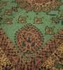 Green Floral Jute 4 ft x 6 ft Machine Made Carpet