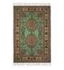 Green Floral Jute 4 ft x 6 ft Machine Made Carpet