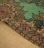 Green Floral Jute 4 ft x 6 ft Machine Made Carpet