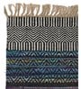 Blue Jute Cotton Reversible Hand Woven 3 x 2 Feet Dhurrie