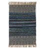 Blue Jute Cotton Reversible Hand Woven 3 x 2 Feet Dhurrie