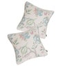 Blue Floral Jute 16 x 16 Inches Cushion Covers (Set of 2)