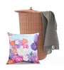 Blue Jute Floral 40x40 inches Cushion Covers Set of 5