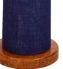 Blue Jute Parchment Shade Column Floor Lamp With Wood Base
