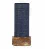 Blue Jute Shade Table Lamp With Wood Base