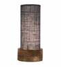Blue Jute Shade Table Lamp With Wood Base