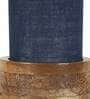 Blue Jute Shade Table Lamp With Wood Base