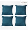 Blue Solid Jute 16 x 16 Inches Cushion Covers (Set of 4)