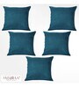 Blue Solid Jute 20 x 20 Inches Cushion Covers (Set of 5)