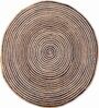 Blue Geometric Jute 3 ft x 3 ft Machine Made Round Carpet