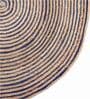 Blue Geometric Jute 3 ft x 3 ft Machine Made Round Carpet