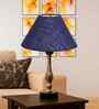 Blue Jute Table Lamp With Metal & Wood  Base 10X15 Inches