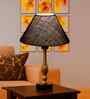 Blue Jute Table Lamp With Metal & Wood  Base 10X15 Inches