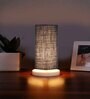 Blue Jute table lamp with White wood base -15