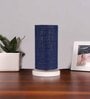 Blue Jute table lamp with White wood base -15