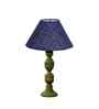 Blue Jute Table Lamp With Wood  Base 10X19 Inches