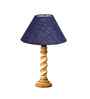 Blue Jute Table Lamp With Wood  Base 10X19 Inches