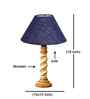 Blue Jute Table Lamp With Wood  Base 10X19 Inches