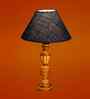 Blue Jute Table Lamp With Wood  Base 10X19 Inches