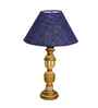 Blue Jute Table Lamp With Wood  Base 10X19 Inches