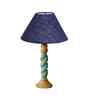 Blue Jute Table Lamp With Wood  Base 10X19 Inches