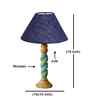 Blue Jute Table Lamp With Wood  Base 10X19 Inches