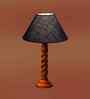 Blue Jute Table Lamp With Wood  Base 10X19 Inches