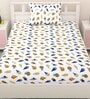 Blue Kids 144 TC Character Kids Single Bedsheet With 1 Pillow Cover