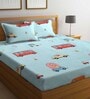 Blue Characters 300 TC Cotton Blend Double Size Bedsheet With 2 Pillow Covers