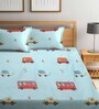 Blue Characters 300 TC Cotton Blend Double Size Bedsheet With 2 Pillow Covers
