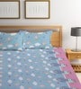 Blue Shaun The Sheep 300 TC Cotton Double Size Bedsheet With 2 Pillow Covers