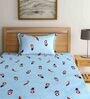 Blue Traditional 300 TC Cotton Single Bed Sized Bed Sheets With 1 Pillow Cover