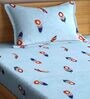 Blue Traditional 300 TC Cotton Single Bed Sized Bed Sheets With 1 Pillow Cover