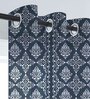 Blue Linen Ethnic motif 5ft Sheer Eyelet (1Pc) Window Curtain