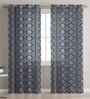 Blue Linen Ethnic motif 5ft Sheer Eyelet (1Pc) Window Curtain